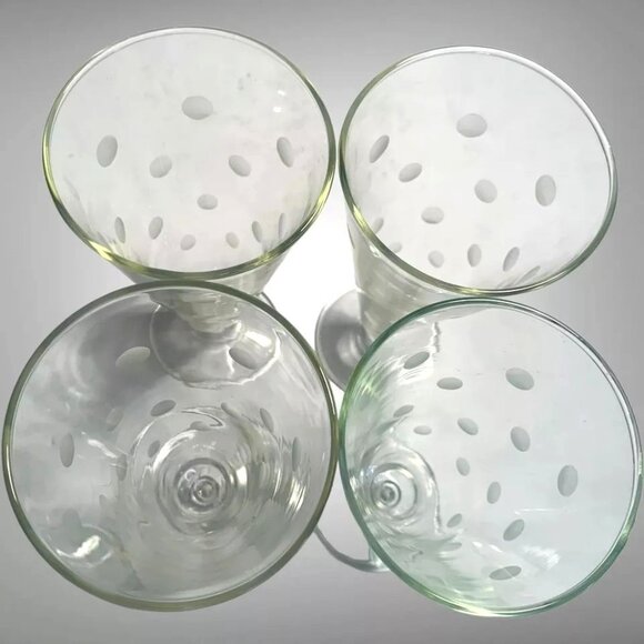 Vintage Mountaineer Etched Crystal Pilsner Glasses Set Of 4 Coin Dot Design Eleg - Picture 7 of 7